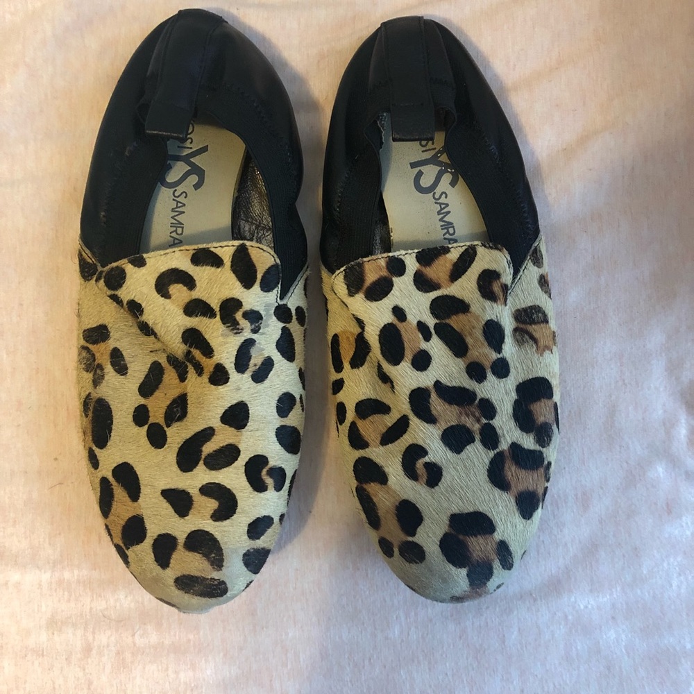 Yosi Leopard print pony hair loafers